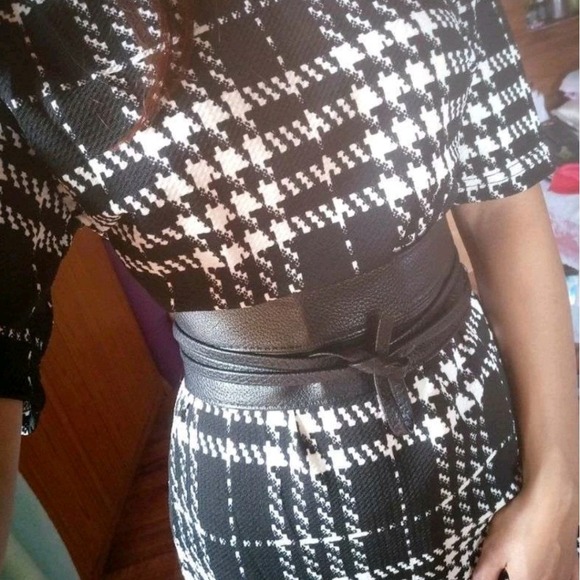 Corset Black Faux leather obi wide belt waist tie waist Boho wrap Minimalist - Picture 7 of 10